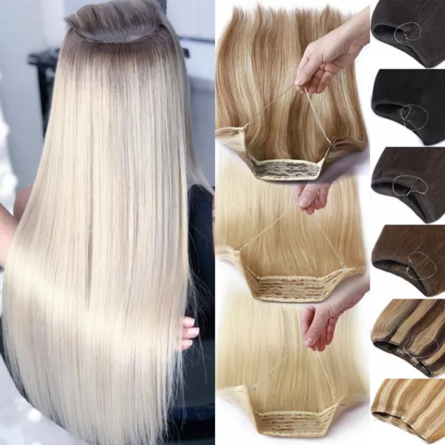 Invisible Secret Wire Headband Real Remy Human Hair Extensions One Piece Thick
