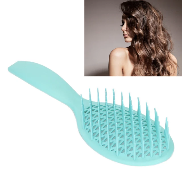 (Green)Massage Comb Hollow Design Curve Non Slip Handle Relieve Head EMB