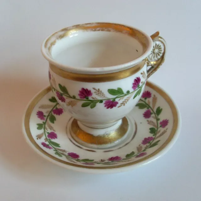 Tasse mit Untertasse, Porzellan, Biedermeier , Blumenmalerei