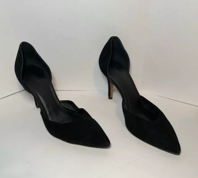 Vince Celeste Black Suede Pointed Toe D'Orsay Heel Pumps Size 8.5M