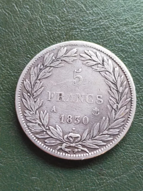 France monnaie 5 francs 1830 A Louis Philippe I tranche en creux en argent