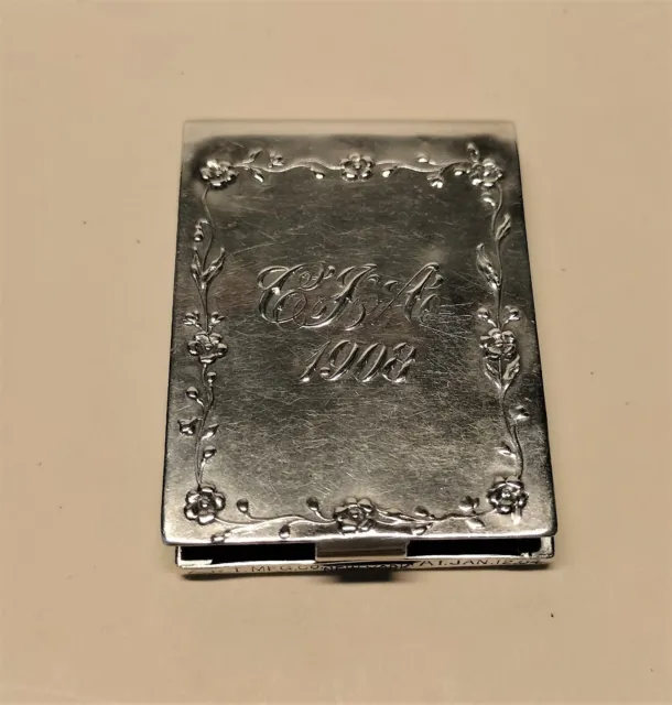Antique 1904 A.R.T. Mfg Co, New York Sterling Silver Cigarette Vesta Match Case