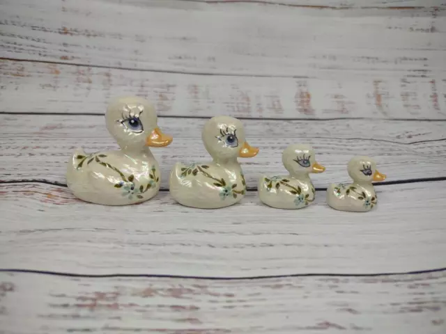 Vintage Ceramic Duck Family Figurine Handmade Painted Easter Spring  miniature