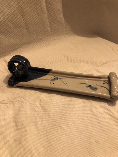 Blue Pottery Spoon Rest unusual style unique could also be a trinket tray keys