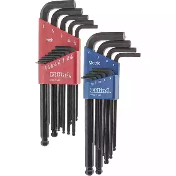 Eklind 22 Piece L-Key Ball End Hex Key Set, Range 0.05" to 3/8" & 1.5mm to 10mm