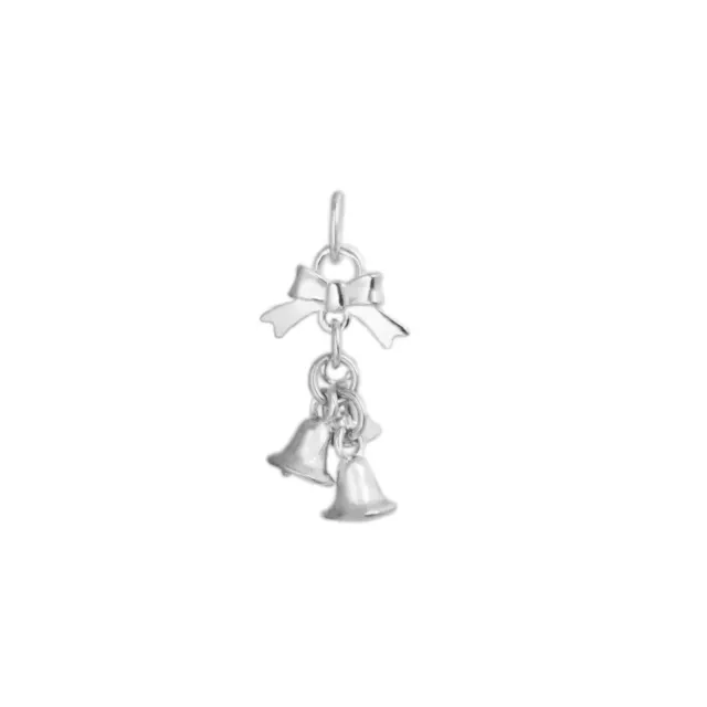 Sterlingsilber Triple Jingle Glocken Mit Fliege Weihnachten Set Anhänger Charm