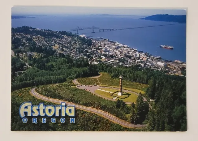Astoria OR Postcard City Aerial View Column Columbia River Cont. 6x4 P1226