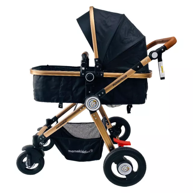 Splendor Baby Pram Black Stroller Bassinet 2in1 Aluminium Alloy Jogger