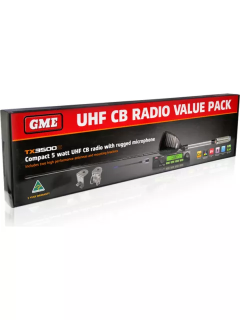 GME Uhf Cb Radio 80 Channel Value Pack Inc Tx3500 Ae4018K2 Mb407Ss (TX3500SVP)