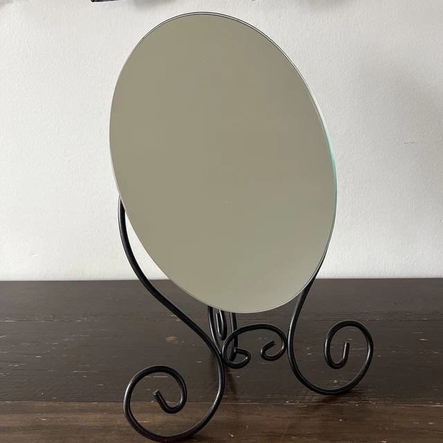 IKEA MYKEN FREE standing tabletop tilt mirror w/ stand 15”x10”x7”oval