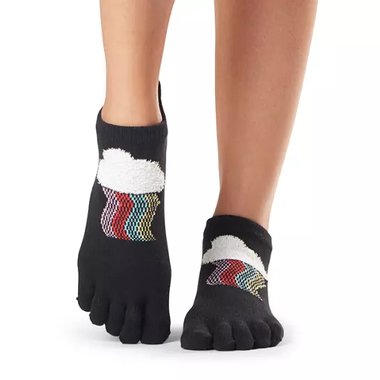 NWT ToeSox Low Rise Full Toe Grip Socks Imagine Rainbow Medium M 8-10 yoga gift