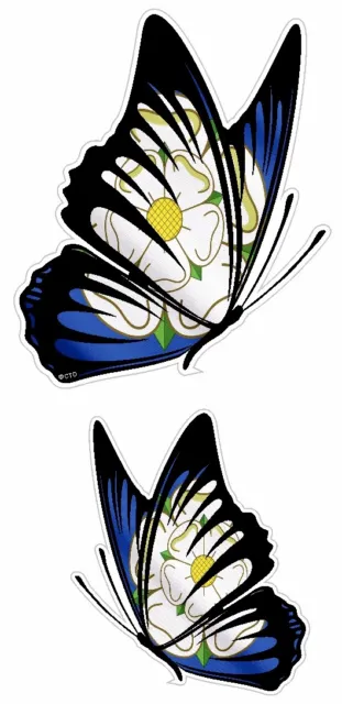 Paar Schmetterlinge Design & Yorkshire Rose York County Flagge Vinyl Auto