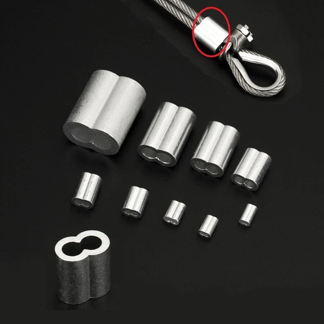 M1.2 M1.5~M8 Aluminum Clamps Ferrules Crimping Sleeves Clip Grips for Wire Rope