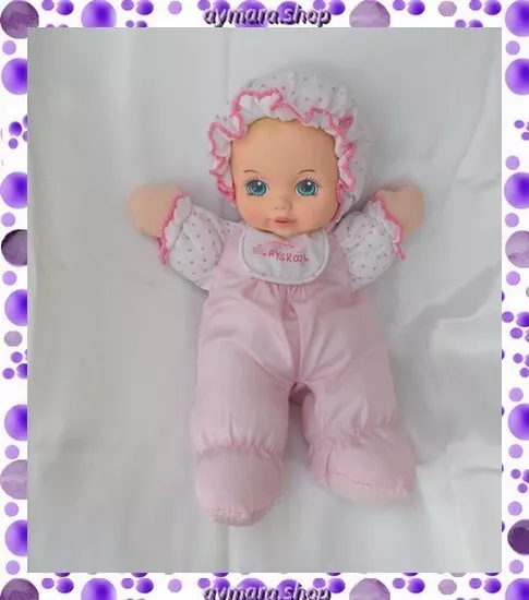 Poupée Doudou Tissu Rose Puffalump Coeurs Vintage  Playskool