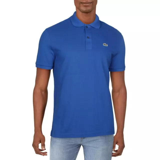 LACOSTE MENS BLUE Cotton Solid Short Sleeve Polo Shirt XL BHFO 6434 $44 ...