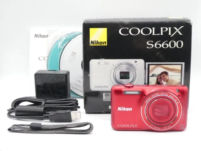 [NEAR MINT++ IN BOX] Nikon COOLPIX S6600 Red 16.0MP Digital Camera FROM JAPAN