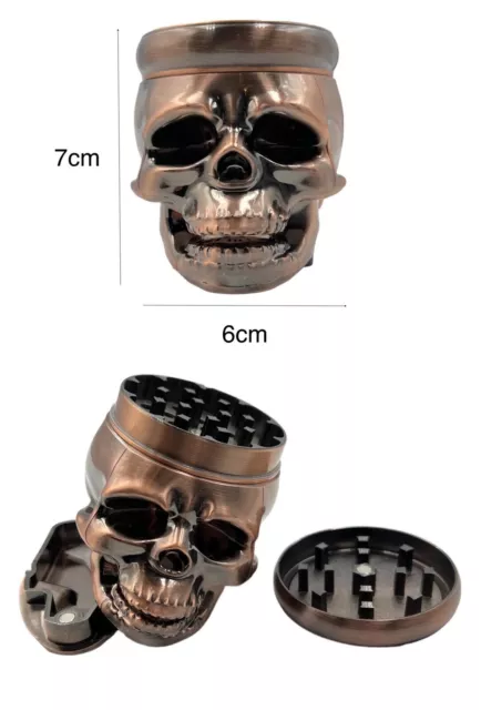 7cm Bronze Skull Herb Grinder 4 Layers Smoke Spice Tobacco Metal Crusher Gift