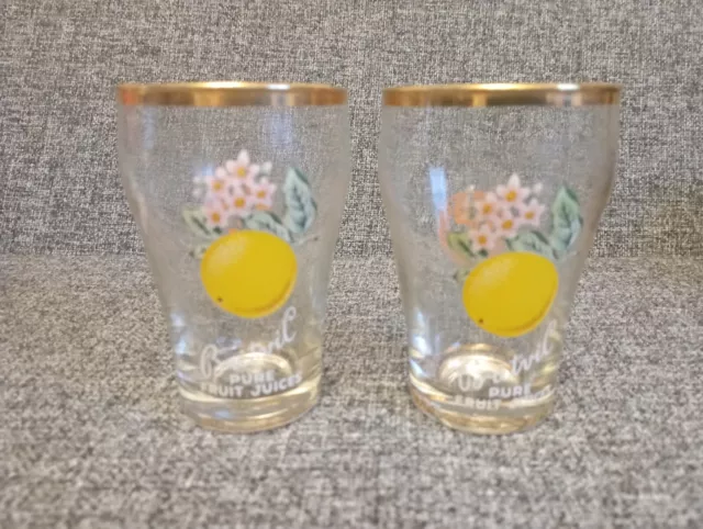 Pair Vintage Rare Hull Brewery Co. Ltd Britvic Pure Fruit Juice Glasses