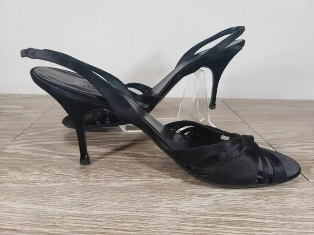 Women's Badgley Mischka Strappy Sling Back Heels Size 40 (US 9.5) Black Open Toe