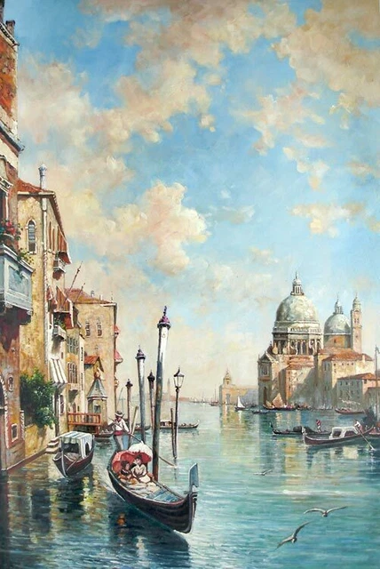 paysage venise tableau peinture huile sur toile / venice oil painting on canvas