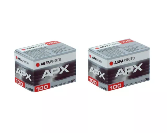 2 Rolls - Agfa APX 100 ISO 135-36 35mm Black & White Film