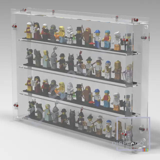Wall Mounted Display case for up to 48 LEGO® minifigures. Mini Series Display