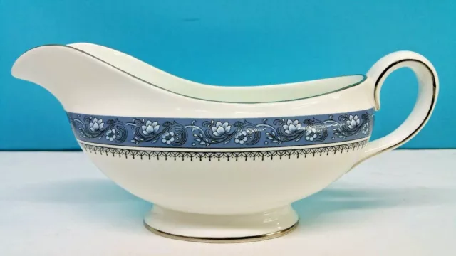 Blue Mist Fine English Bone China By Aynsley Footed Gravy Boat, New