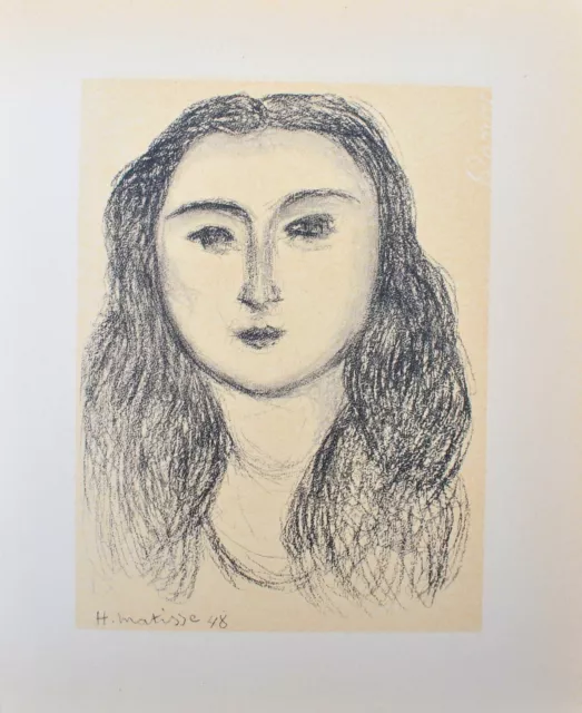 Henri MATISSE : Jolie femme brune,  LITHOGRAPHIE signée, 1954