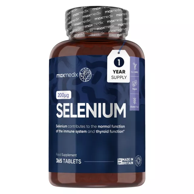 Selenium 200 mcg 365 Tablets | Hair, Skin, Nails, Immune and Thyroid Supplement