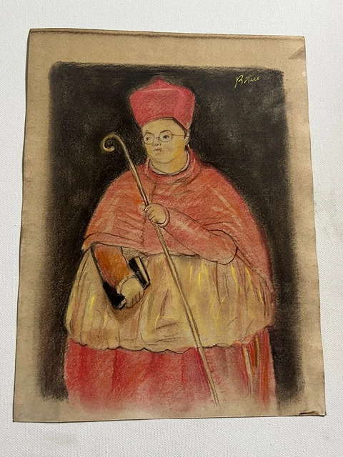 Fernando Botero Drawing on paper (Handmade) mixed technique vtg art