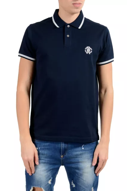 Roberto Cavalli Men's Navy Blue Short Sleeve Polo Shirt Size S M L XL 2XL