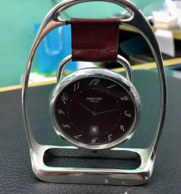 Orologio da tavolo o viaggio Table Watch Hermès Arceau con sveglia, anni ‘90