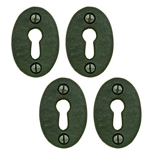 Renovators Supply Manufacturing Keyhole Escutcheon 1-3/4 in. Black Wrought Ir...