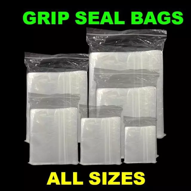 GRIP SEAL BAGS Self Resealable Clear Polythene Poly Plastic Zip Lock *All Sizes*