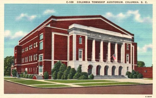 Postcard SC Columbia Township Auditorium Unposted Linen Vintage PC G5516