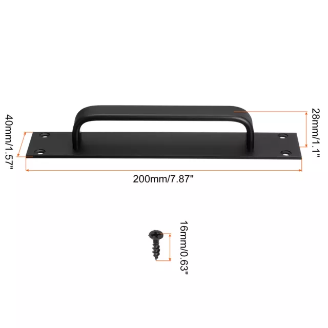 1Pcs Door Handle Pulls, 200mm/7.87" Sliding Barn Door Handles for Kitchen, Black 2