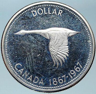 1967 CANADA Confederation Founding OLD Goose Proof Silver Dollar Coin i82875
