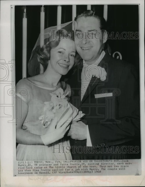 1960 Press Photo Jack Berry & Patte Preble at their wedding in Las Vegas, Nevada