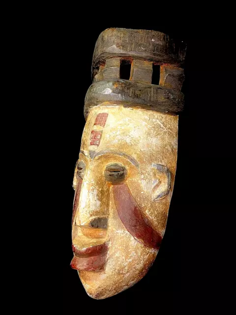 African Tribal Mask Nigerian Igbo Wood Carved Maiden Spirit Igbo Mask-6529