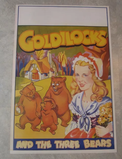 Original Old Vintage 1930's - GOLDILOCKS and THREE BEARS - THEATRE Show POSTER