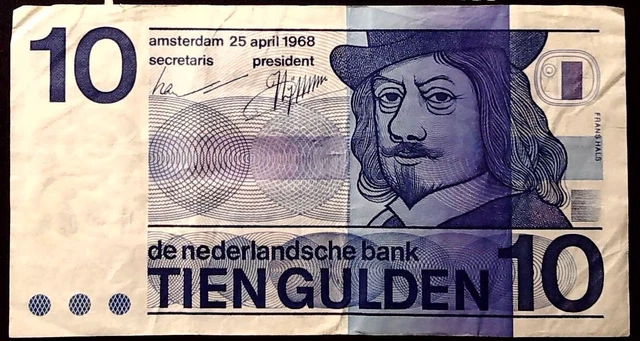 Netherlands 1968 10 Gulden  Banknote  Inv#B10143