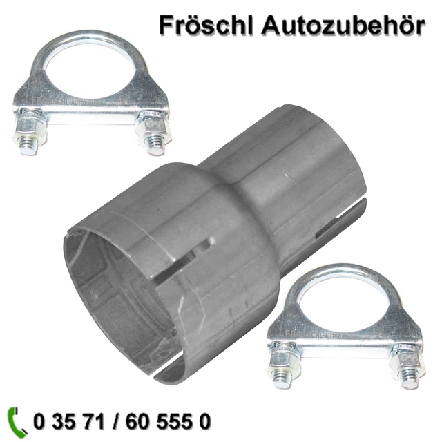 Aufweitung von 45mm auf 60mm Auspuff Adapter Reduzierung connector 2 Schelle c*