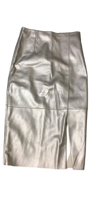 FOREVER 21 Contemporary silver faux leather skirt XS NWT