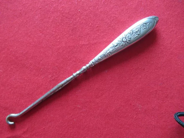 ancien Tire-bouton de Bottine  Tire-Lacet  Art Nouveau  Argent