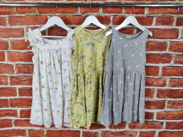Girls Bundle Age 6-7 Years M&S Matalan Sleeveless Dress Unicorn Summer Set 122Cm