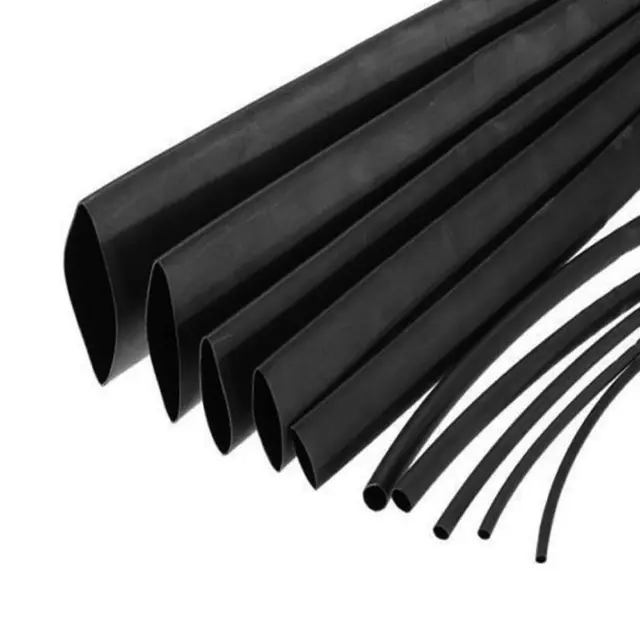 Black Heat Shrink Electrical Tubing Wrap Sleeving Car Cable 2:1 Ratio Heatshrink