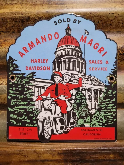 Vintage Harley Davidson Porcelain Sign Ingram Motorcycle Dealer Sales Service