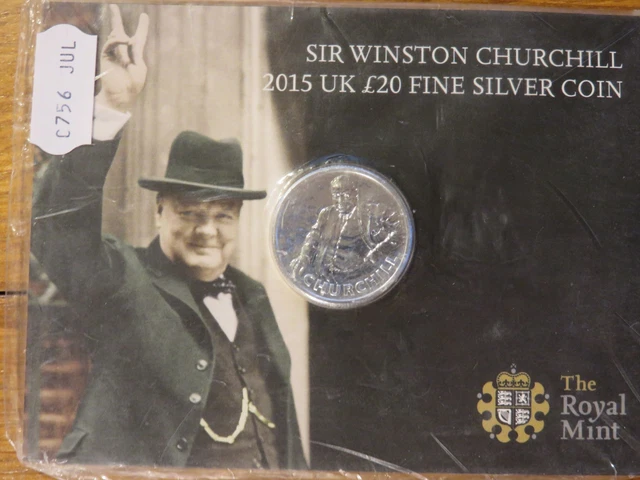 THE ROYAL MINT Sir Winston Churchill 2015 UK £20 Fine Silver Coin