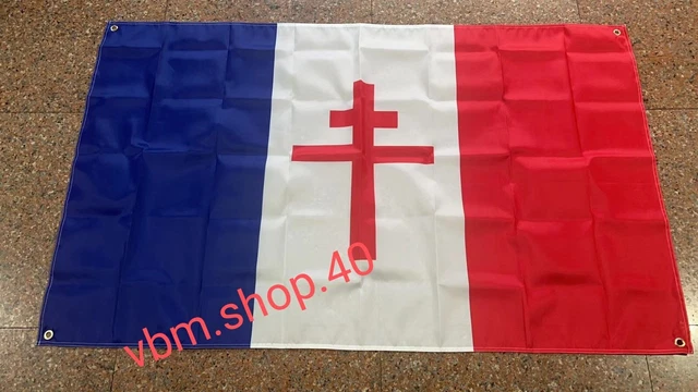 Drapeau de la France Libre, croix de Lorraine, 90 x 160 cm Drapeau de la France Libre, croix de Lorraine, 90 x 160 cm
