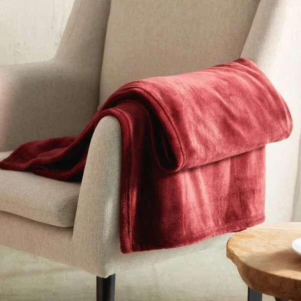 Coperta morbida trapunta soggiorno coperta divano coperta rossa 150 x 200 cm HOMLA